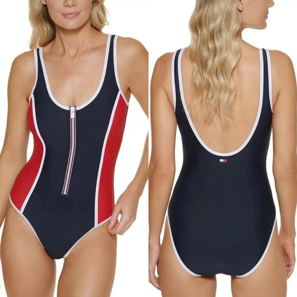 Tommy Hilfiger Other - Tommy Hilfiger Seamed One-Piece Zip-Up Swimsuit NWT Sz XL